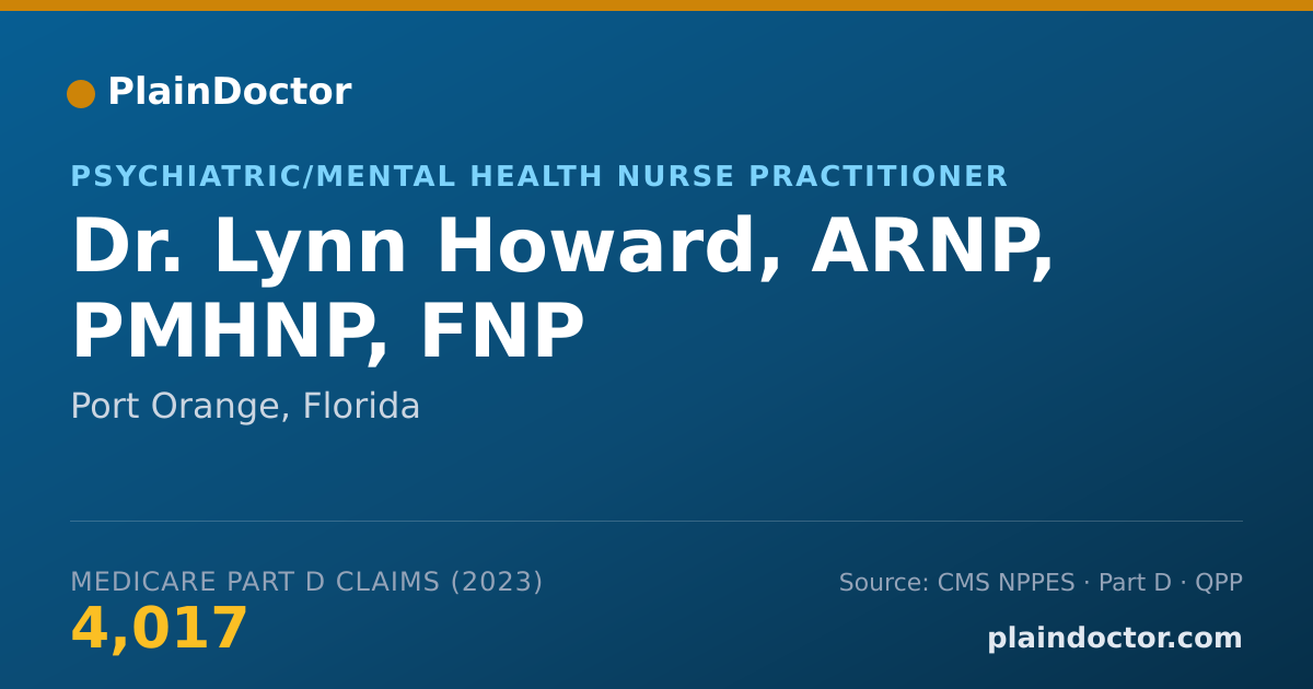 Shareable card for Lynn Howard, ARNP,  PMHNP, FNP - Psychiatric/Mental Health Nurse Practitioner, Port Orange, FL