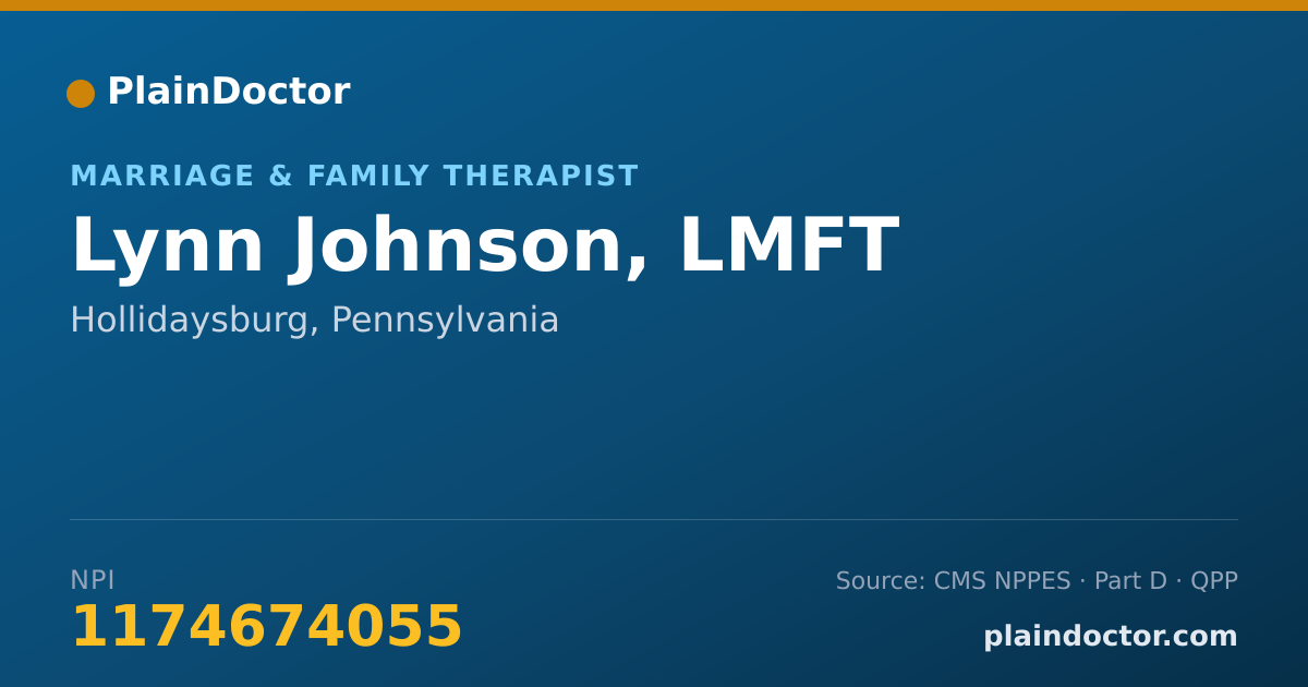 Shareable card for Lynn Johnson, LMFT - Marriage & Family Therapist, Hollidaysburg, PA