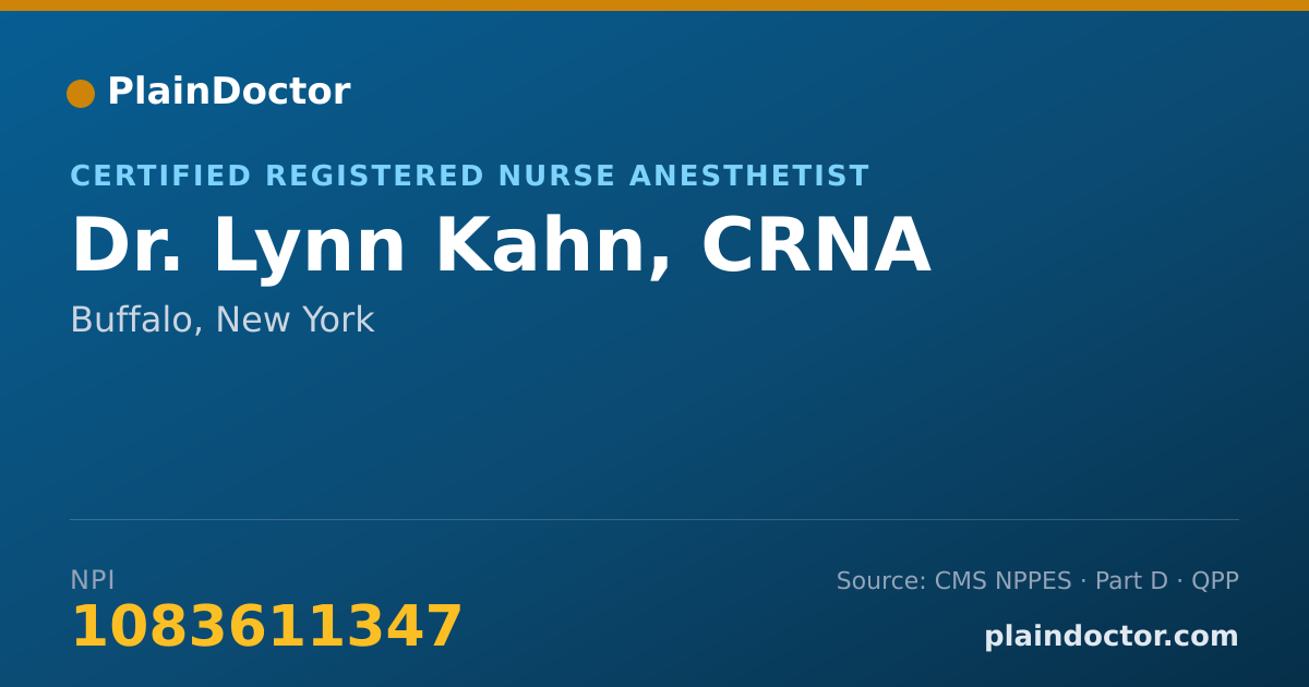 Shareable card for Lynn Kahn, CRNA - Certified Registered Nurse Anesthetist, Buffalo, NY