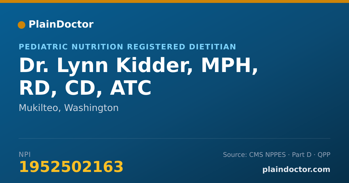 Shareable card for Lynn Kidder, MPH, RD, CD, ATC - Pediatric Nutrition Registered Dietitian, Mukilteo, WA