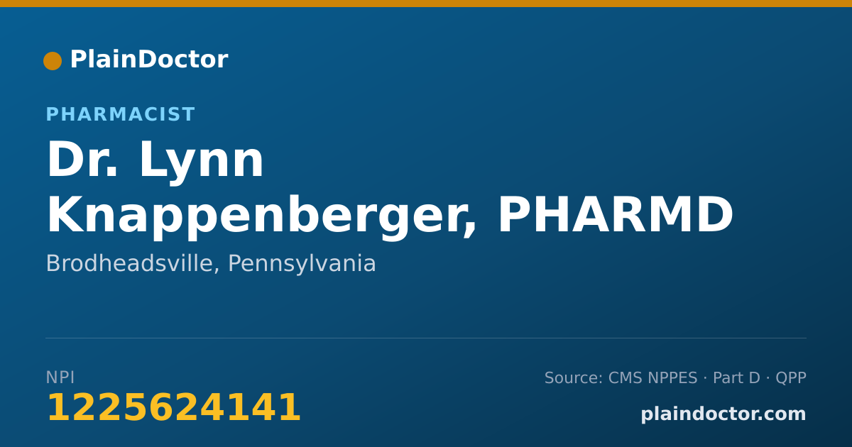 Shareable card for Lynn Knappenberger, PHARMD - Pharmacist, Brodheadsville, PA