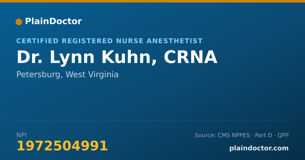 Shareable card for Lynn Kuhn, CRNA - Certified Registered Nurse Anesthetist, Petersburg, WV