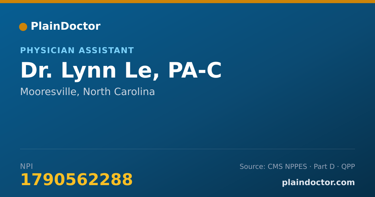 Shareable card for Lynn Le, PA-C - Physician Assistant, Mooresville, NC