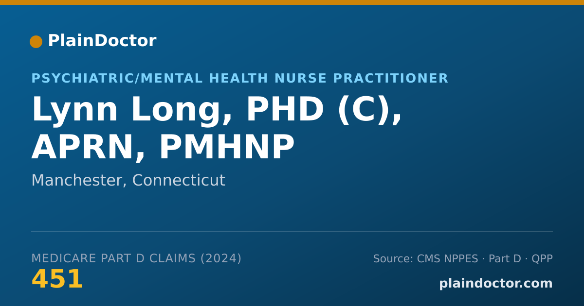 Shareable card for Lynn Long, PHD (C), APRN, PMHNP - Psychiatric/Mental Health Nurse Practitioner, Manchester, CT