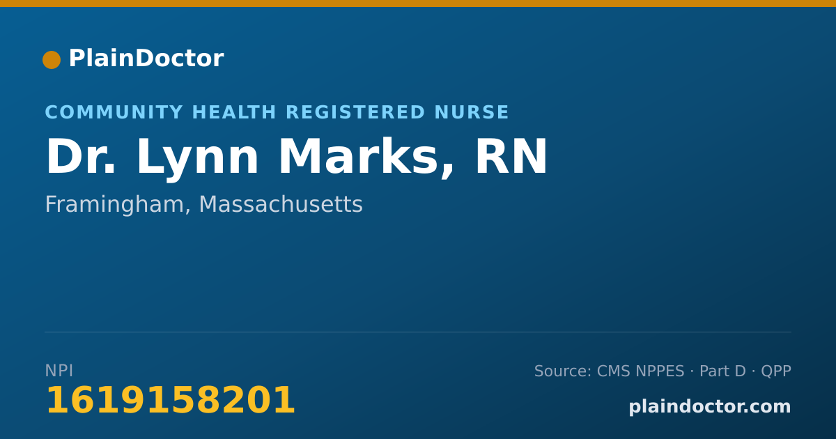 Shareable card for Lynn Marks, RN - Community Health Registered Nurse, Framingham, MA