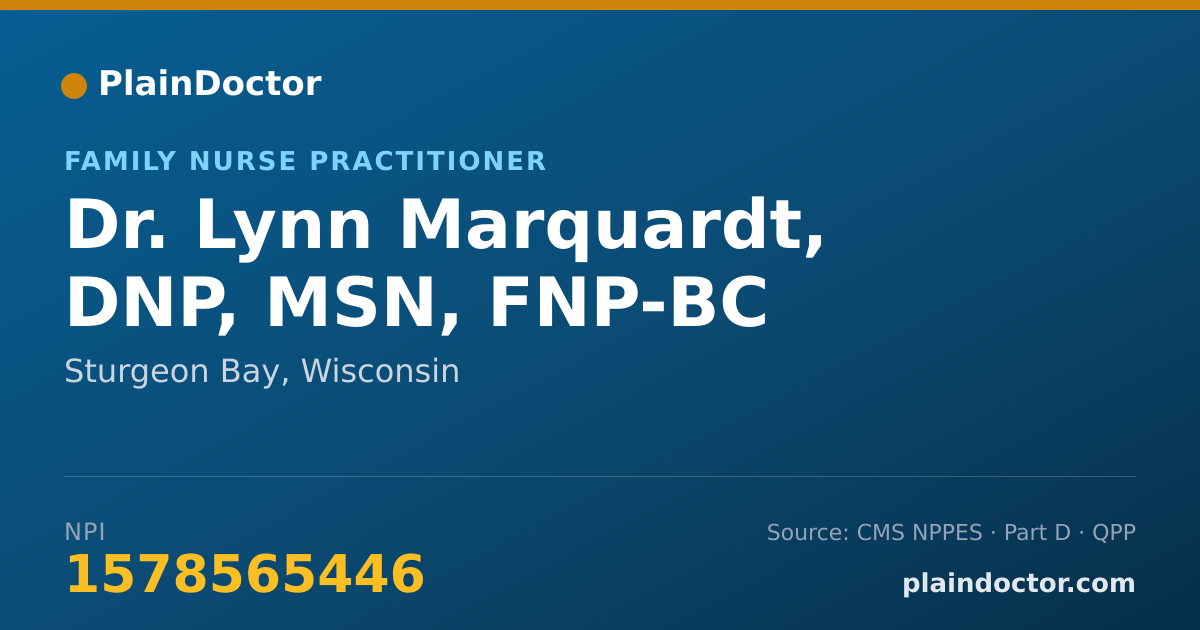 Shareable card for Lynn Marquardt, DNP, MSN, FNP-BC - Family Nurse Practitioner, Sturgeon Bay, WI