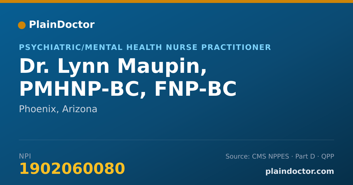 Shareable card for Lynn Maupin, PMHNP-BC, FNP-BC - Psychiatric/Mental Health Nurse Practitioner, Phoenix, AZ