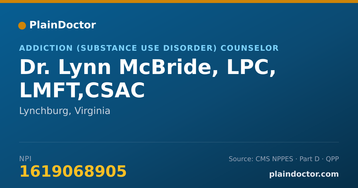 Shareable card for Lynn McBride, LPC, LMFT,CSAC - Addiction (Substance Use Disorder) Counselor, Lynchburg, VA