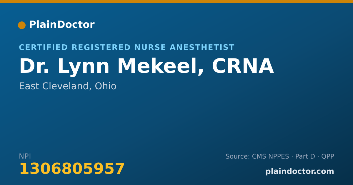 Shareable card for Lynn Mekeel, CRNA - Certified Registered Nurse Anesthetist, East Cleveland, OH