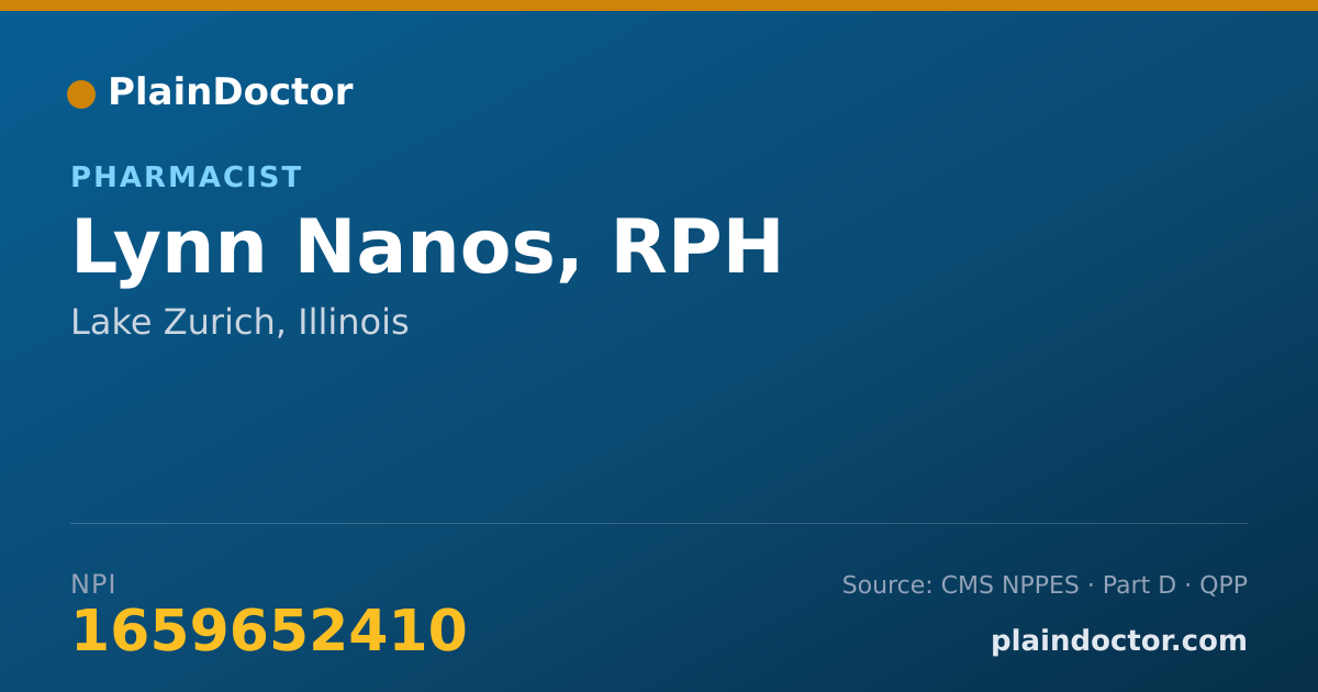 Shareable card for Lynn Nanos, RPH - Pharmacist, Lake Zurich, IL