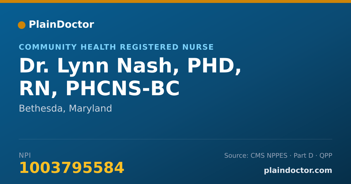 Shareable card for Lynn Nash, PHD, RN, PHCNS-BC - Community Health Registered Nurse, Bethesda, MD