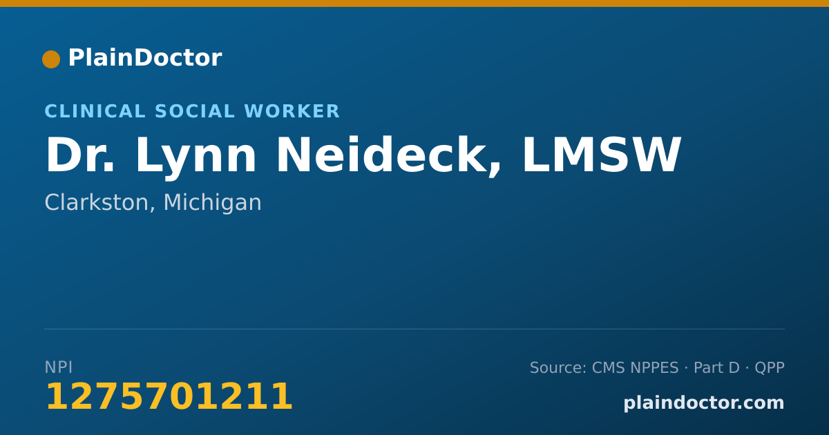 Shareable card for Lynn Neideck, LMSW - Clinical Social Worker, Clarkston, MI