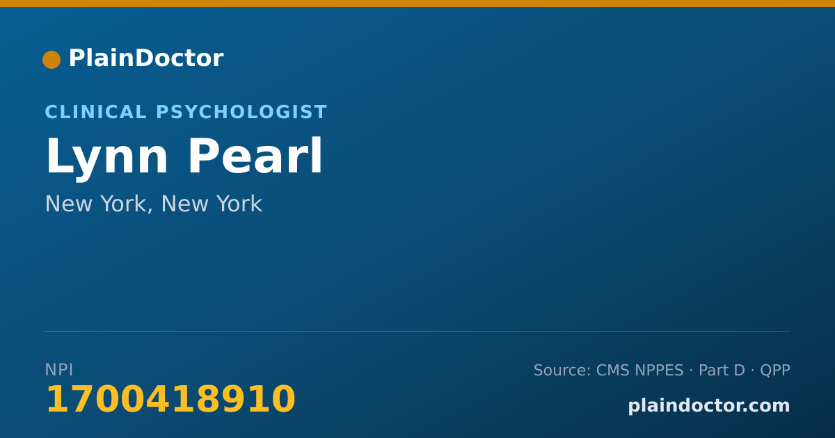 Shareable card for Lynn Pearl - Clinical Psychologist, New York, NY