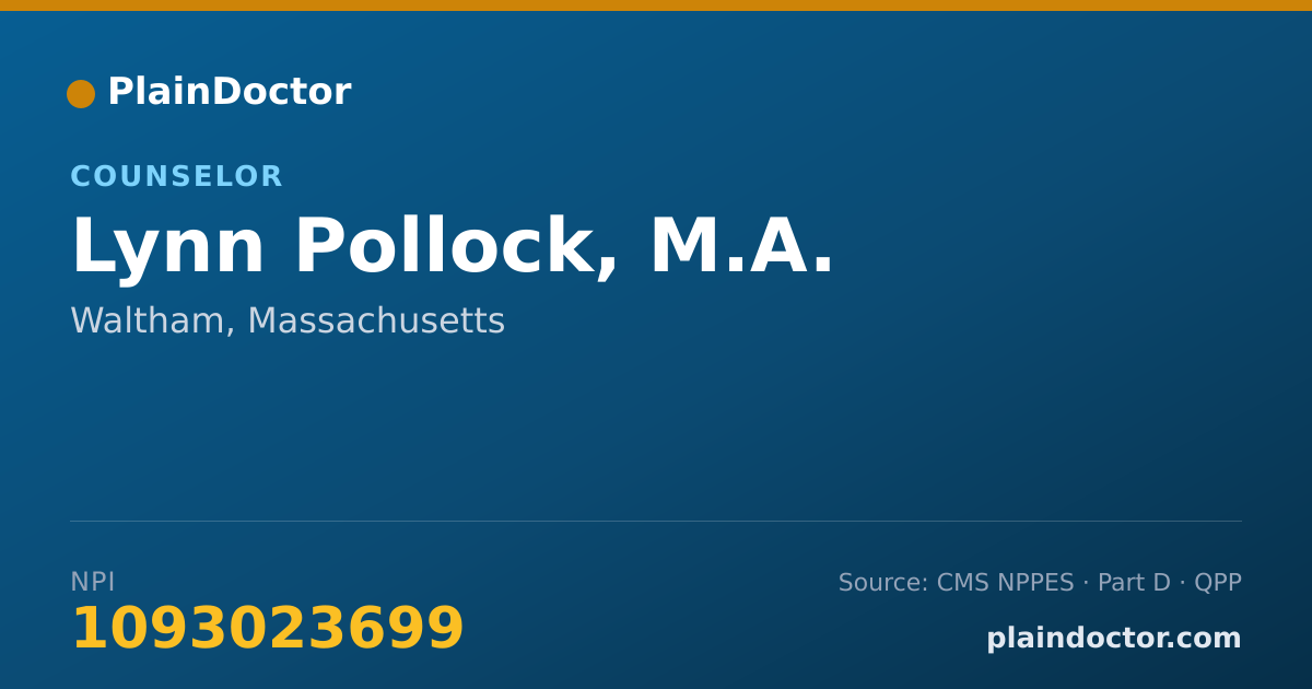 Shareable card for Lynn Pollock, M.A. - Counselor, Waltham, MA