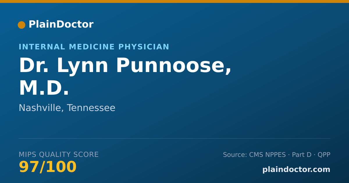 Shareable card for Lynn Punnoose, M.D. - Internal Medicine Physician, Nashville, TN