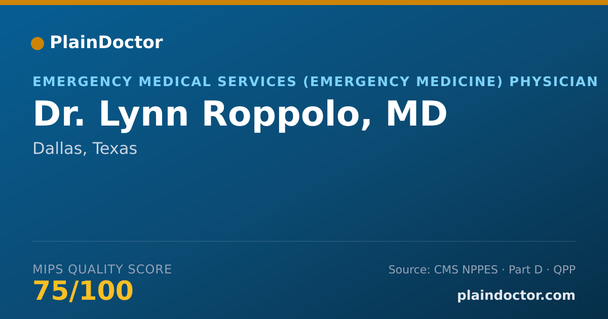 Shareable card for Lynn Roppolo, MD - Emergency Medical Services (Emergency Medicine) Physician, Dallas, TX