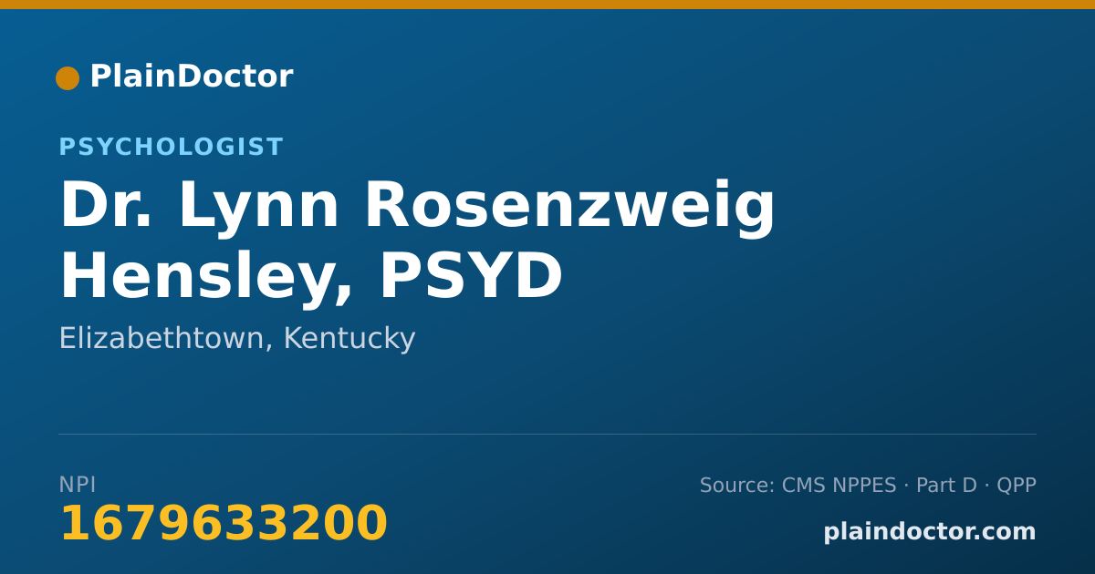 Shareable card for Lynn Rosenzweig Hensley, PSYD - Psychologist, Elizabethtown, KY