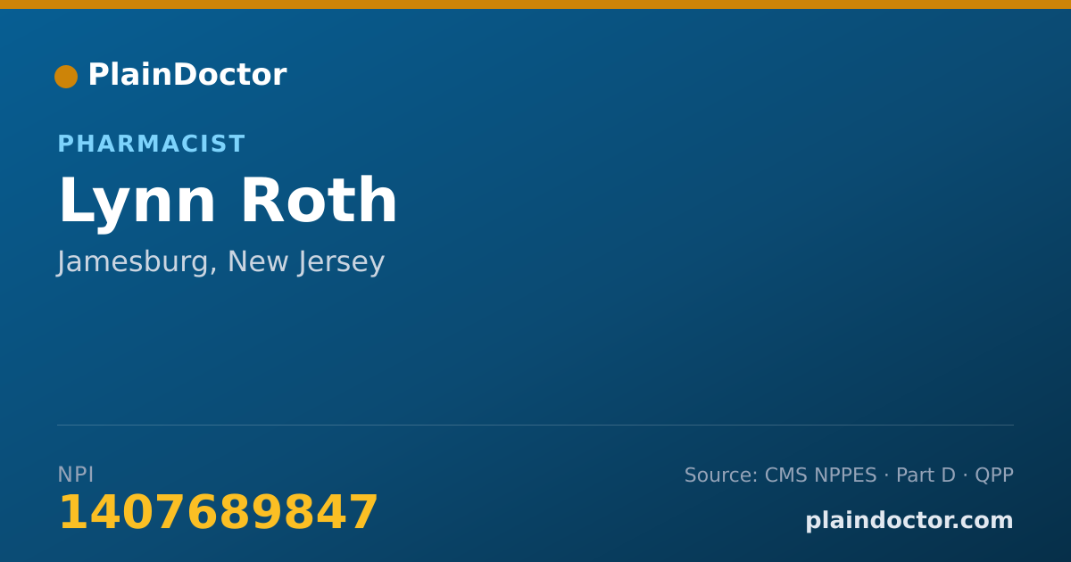 Shareable card for Lynn Roth - Pharmacist, Jamesburg, NJ