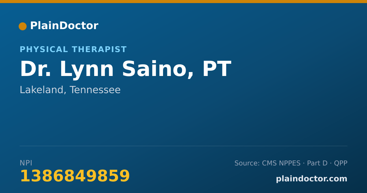 Shareable card for Lynn Saino, PT - Physical Therapist, Lakeland, TN