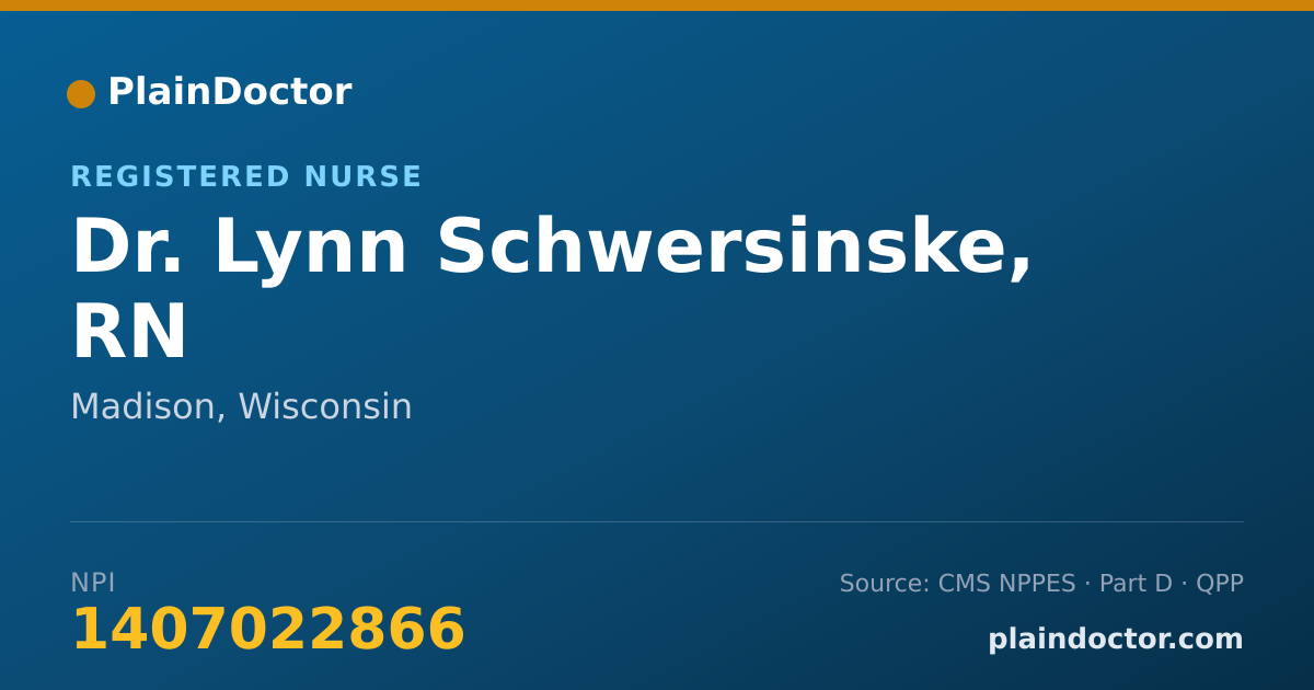 Shareable card for Lynn Schwersinske, RN - Registered Nurse, Madison, WI