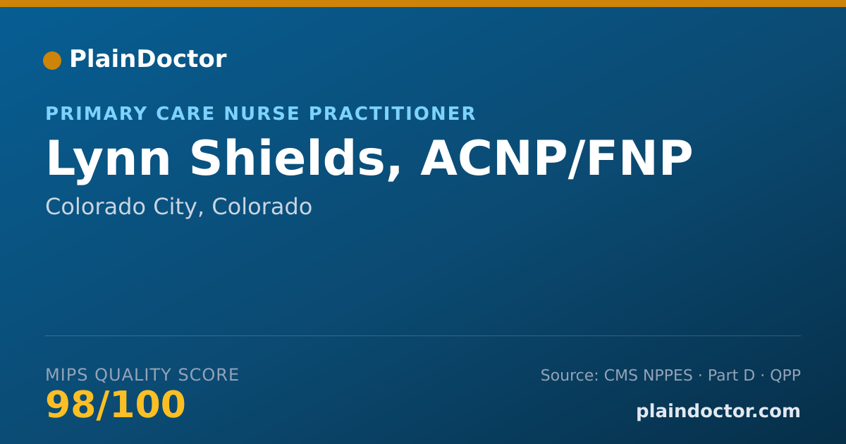 Shareable card for Lynn Shields, ACNP/FNP - Acute Care Nurse Practitioner, Colorado City, CO