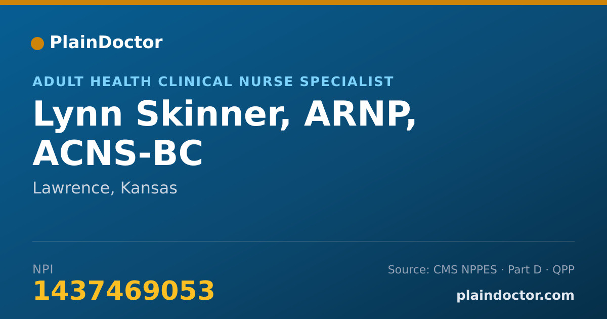 Shareable card for Lynn Skinner, ARNP, ACNS-BC - Adult Health Clinical Nurse Specialist, Lawrence, KS