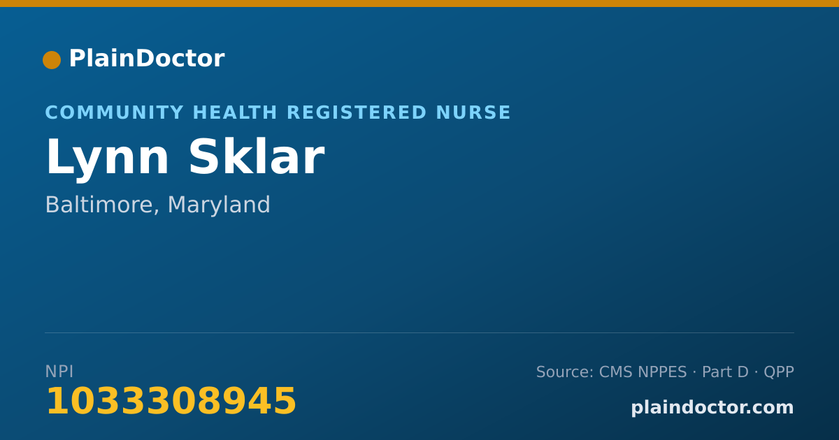 Shareable card for Lynn Sklar - Community Health Registered Nurse, Baltimore, MD
