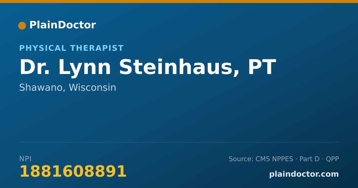 Shareable card for Lynn Steinhaus, PT - Physical Therapist, Shawano, WI