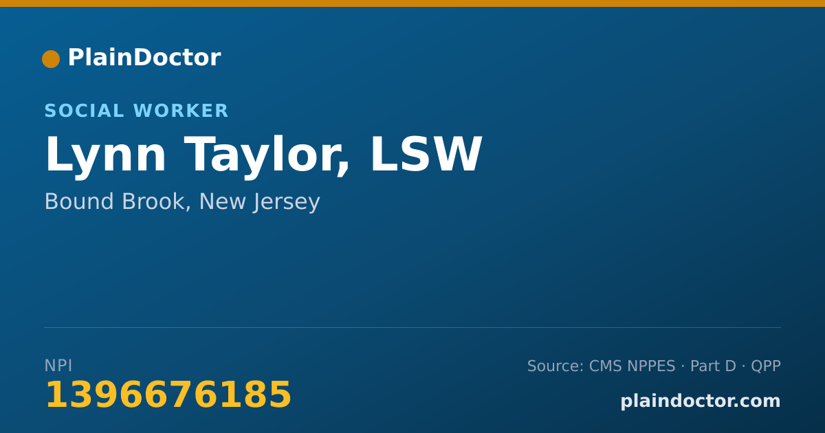 Shareable card for Lynn Taylor, LSW - Social Worker, Bound Brook, NJ