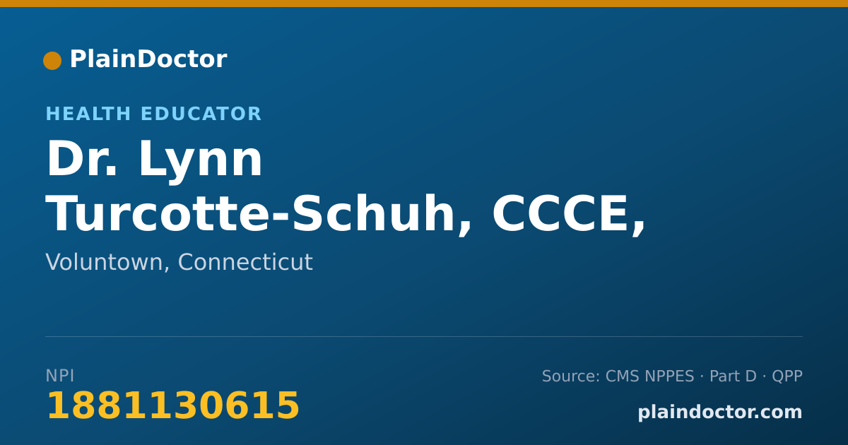 Shareable card for Lynn Turcotte-Schuh, CCCE, CLC, AAHCC - Health Educator, Voluntown, CT
