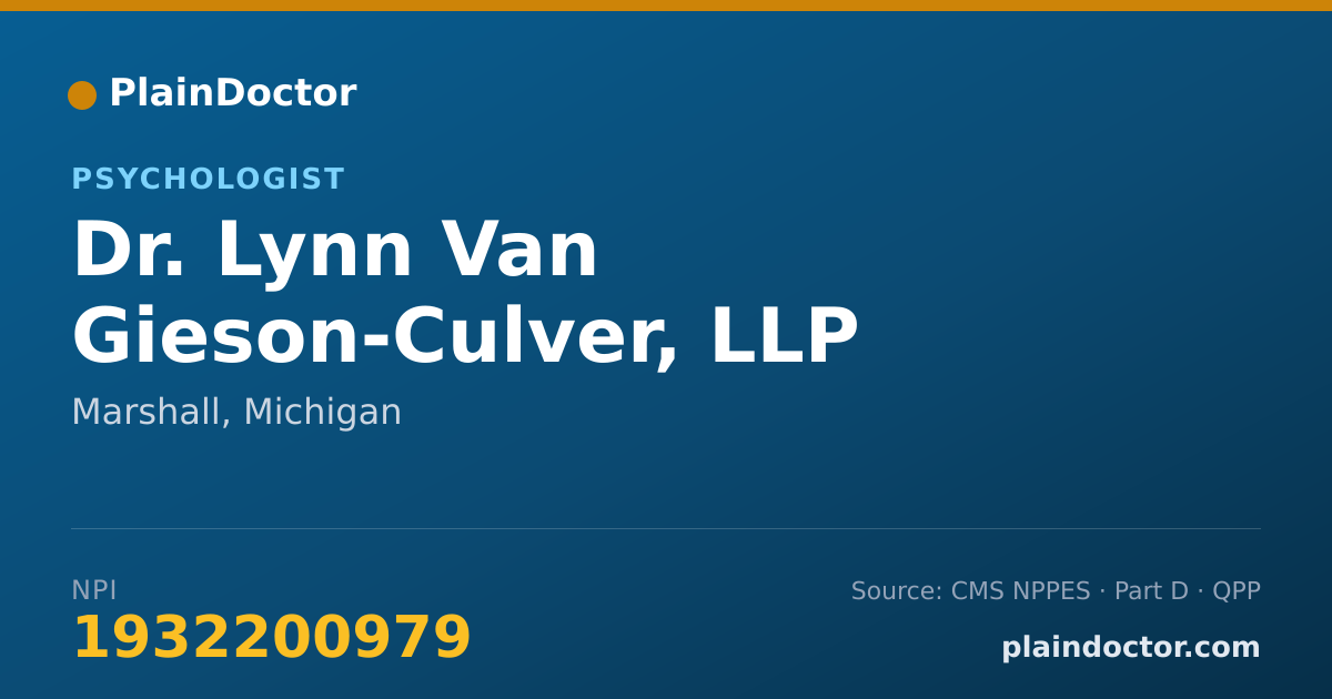 Shareable card for Lynn Van Gieson-Culver, LLP - Psychologist, Marshall, MI