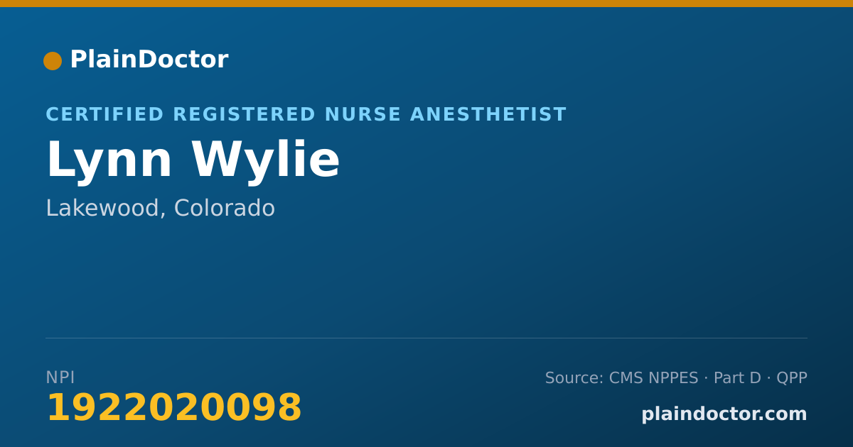 Shareable card for Lynn Wylie - Certified Registered Nurse Anesthetist, Lakewood, CO