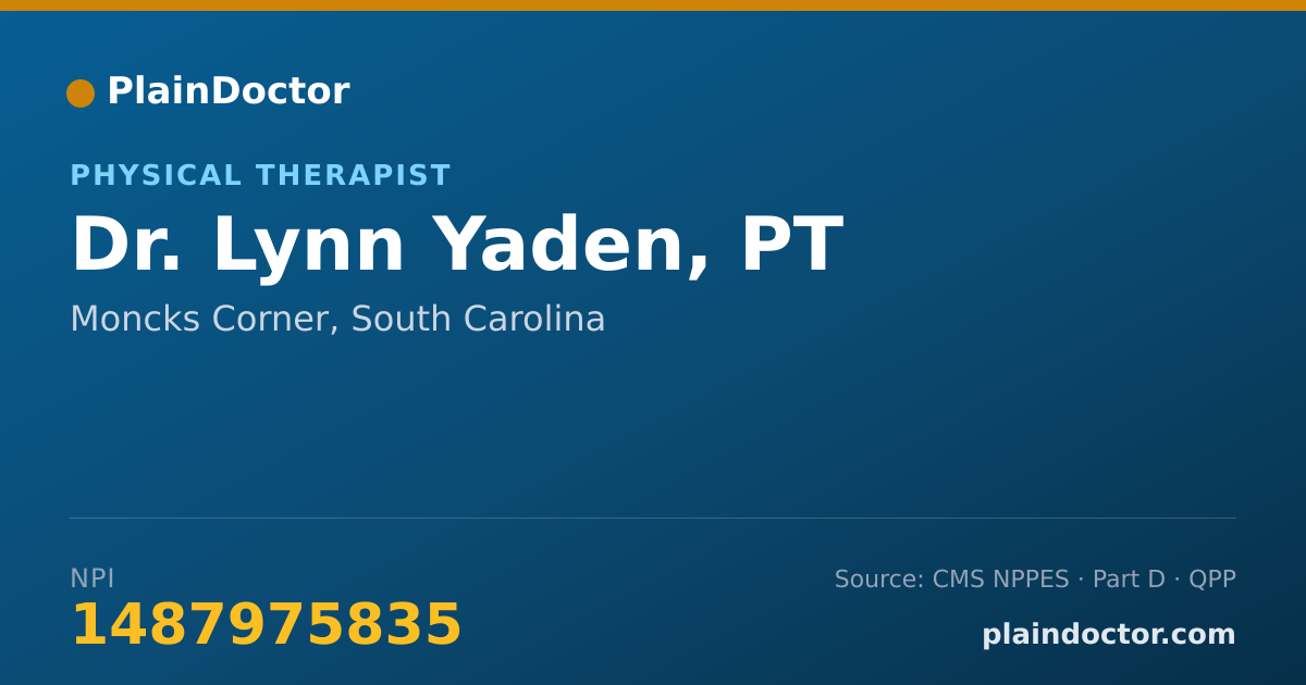 Shareable card for Lynn Yaden, PT - Physical Therapist, Moncks Corner, SC