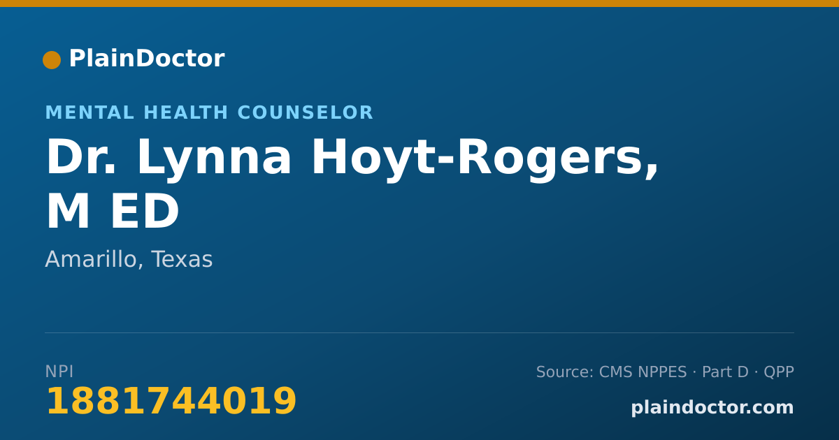 Shareable card for Lynna Hoyt-Rogers, M ED - Mental Health Counselor, Amarillo, TX