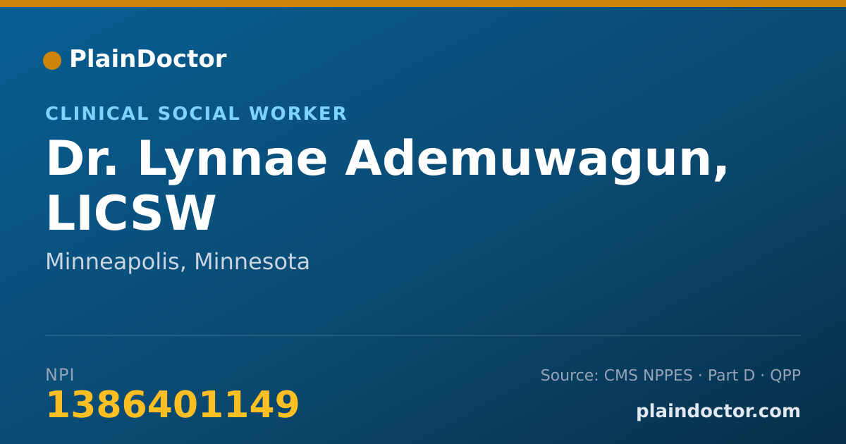 Shareable card for Lynnae Ademuwagun, LICSW - Clinical Social Worker, Minneapolis, MN