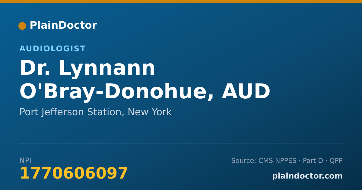 Shareable card for Lynnann O'Bray-Donohue, AUD - Audiologist, Port Jefferson Station, NY
