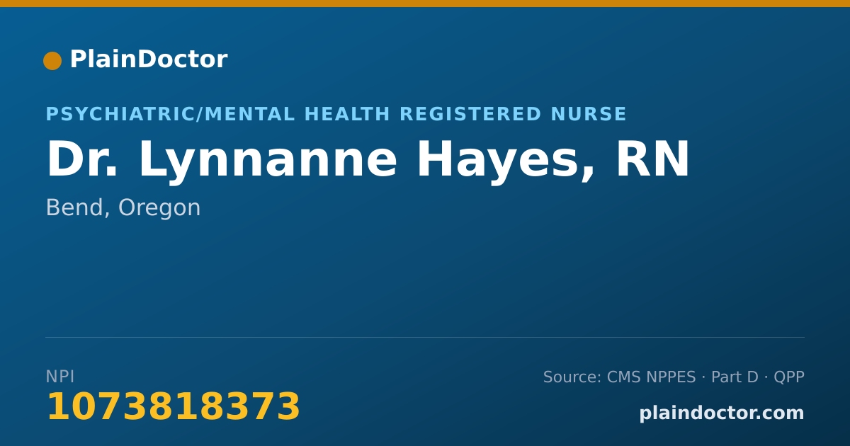 Shareable card for Lynnanne Hayes, RN - Psychiatric/Mental Health Registered Nurse, Bend, OR