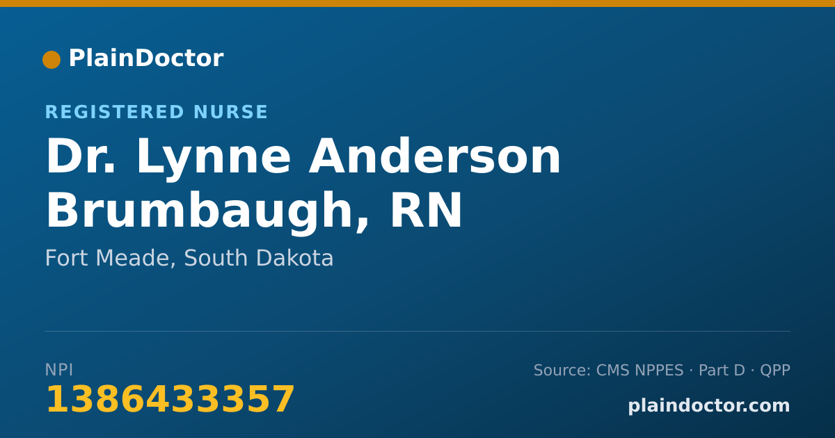 Shareable card for Lynne Anderson Brumbaugh, RN - Registered Nurse, Fort Meade, SD
