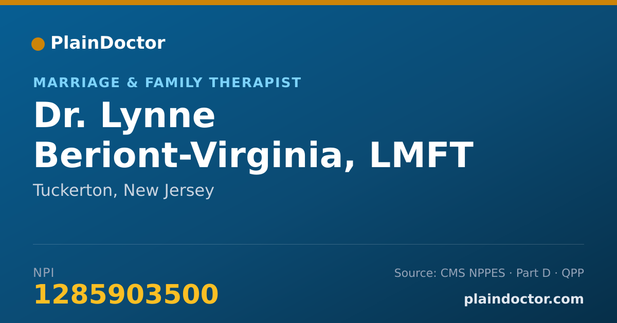 Shareable card for Lynne Beriont-Virginia, LMFT - Marriage & Family Therapist, Tuckerton, NJ