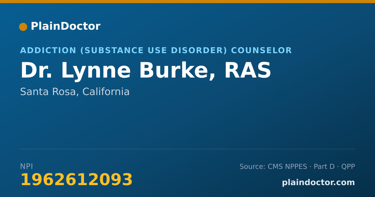 Shareable card for Lynne Burke, RAS - Addiction (Substance Use Disorder) Counselor, Santa Rosa, CA