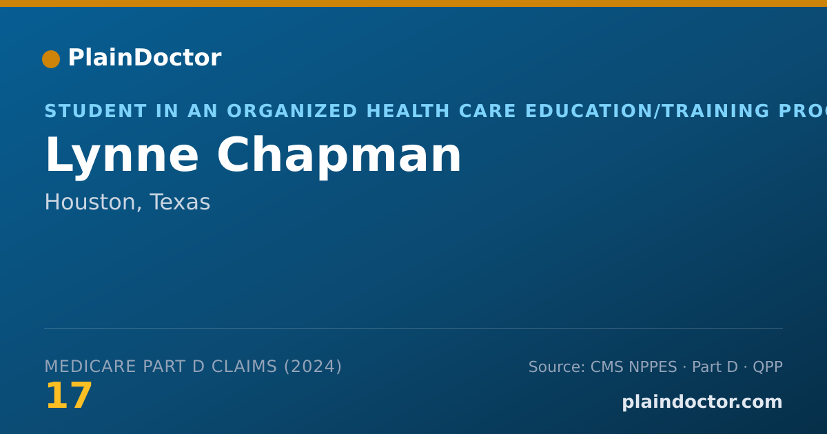 Shareable card for Lynne Chapman - Student in an Organized Health Care Education/Training Program, Houston, TX