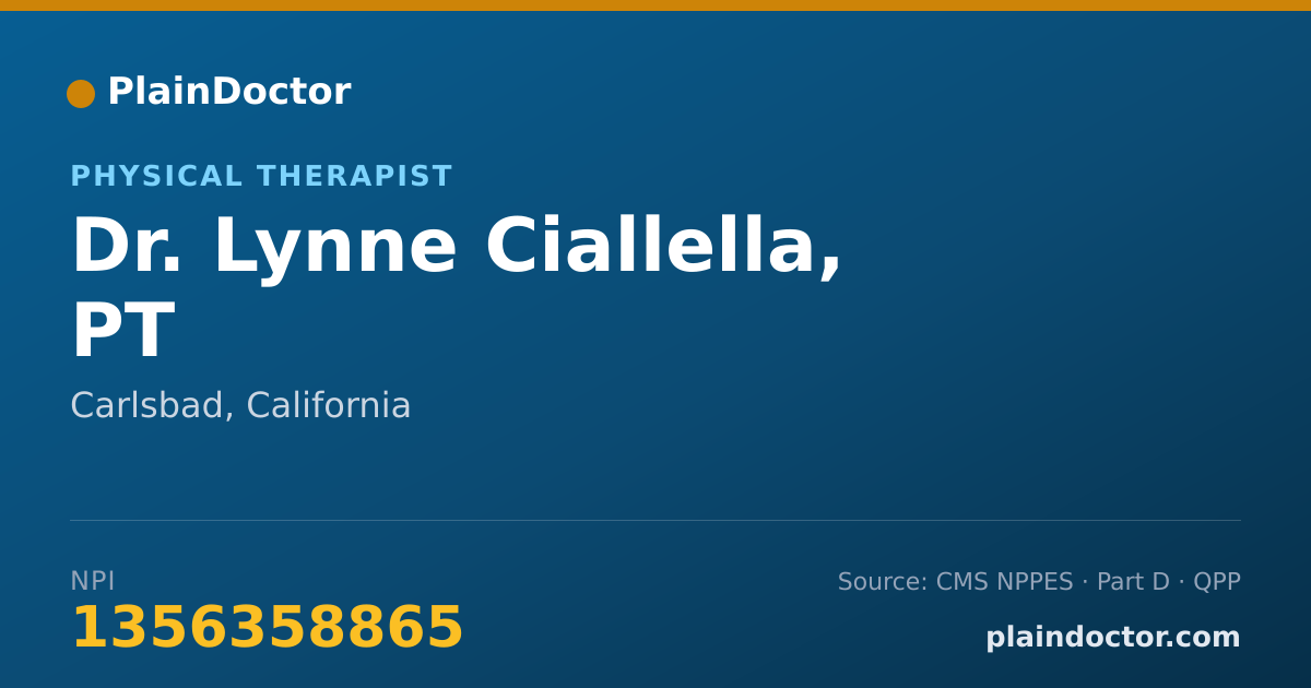 Shareable card for Lynne Ciallella, PT - Physical Therapist, Carlsbad, CA