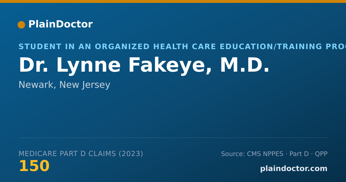 Shareable card for Lynne Fakeye, M.D. - Student in an Organized Health Care Education/Training Program, Newark, NJ