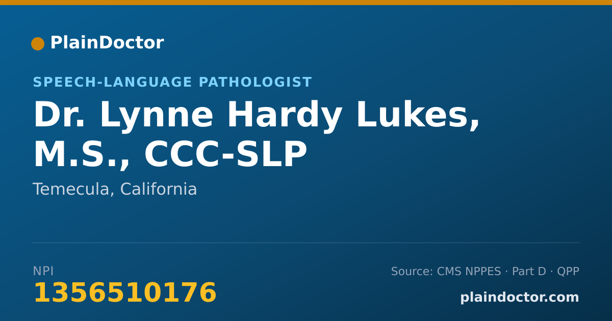 Shareable card for Lynne Hardy Lukes, M.S., CCC-SLP - Speech-Language Pathologist, Temecula, CA