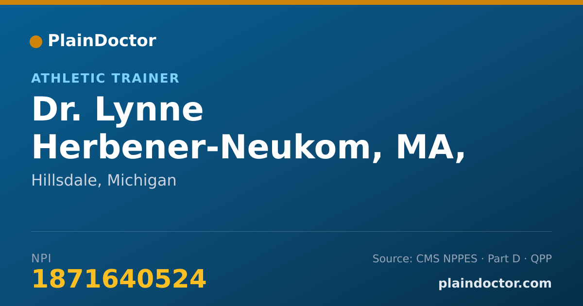 Shareable card for Lynne Herbener-Neukom, MA, ATC - Athletic Trainer, Hillsdale, MI