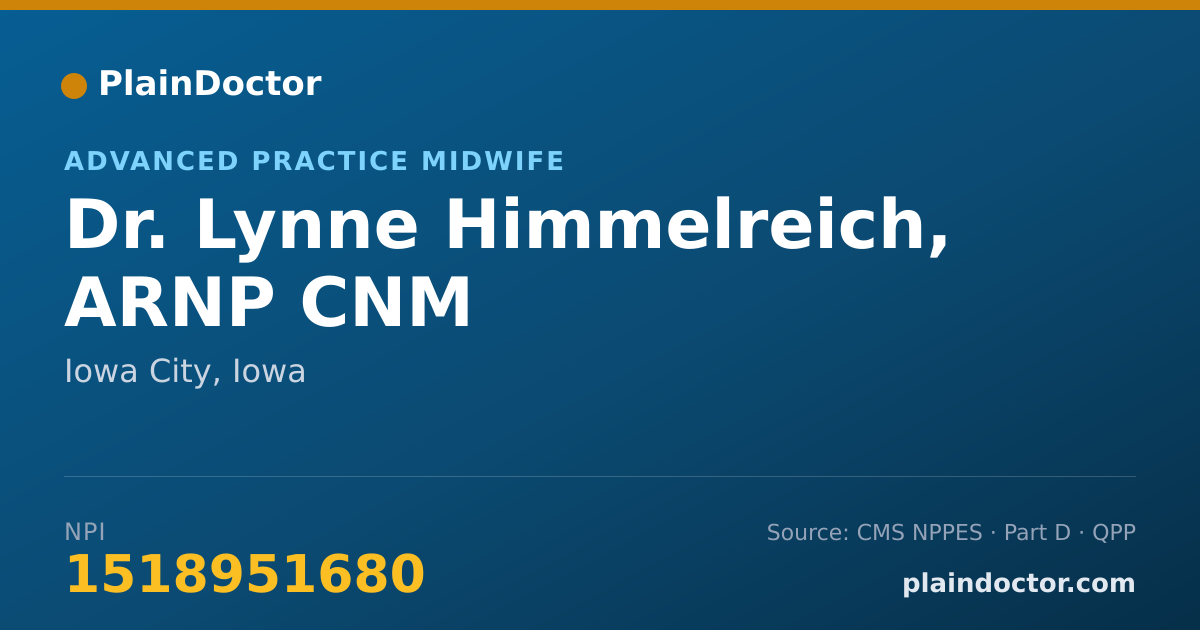 Shareable card for Lynne Himmelreich, ARNP CNM - Advanced Practice Midwife, Iowa City, IA