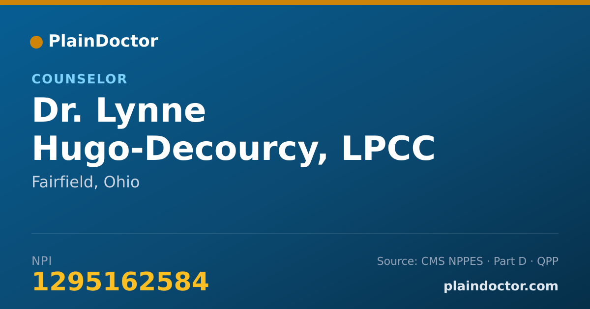 Shareable card for Lynne Hugo-Decourcy, LPCC - Counselor, Fairfield, OH