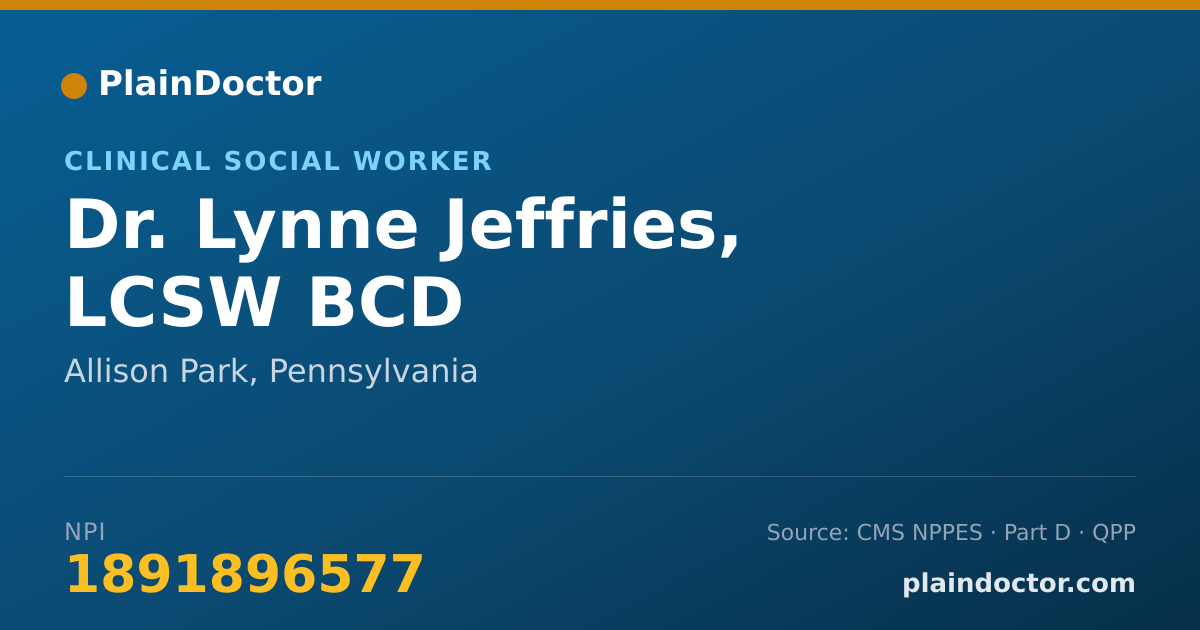 Shareable card for Lynne Jeffries, LCSW BCD - Clinical Social Worker, Allison Park, PA