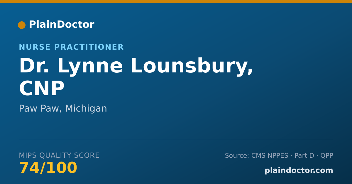 Shareable card for Lynne Lounsbury, CNP - Nurse Practitioner, Paw Paw, MI