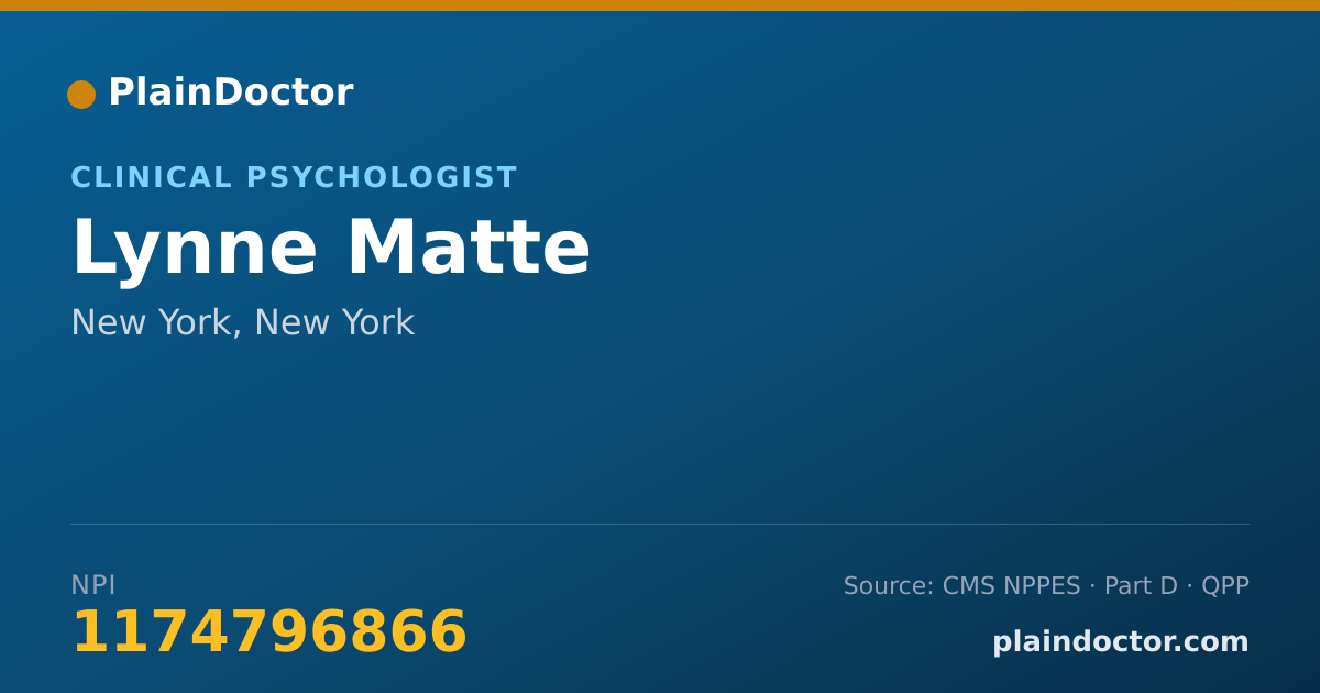 Shareable card for Lynne Matte - Clinical Psychologist, New York, NY